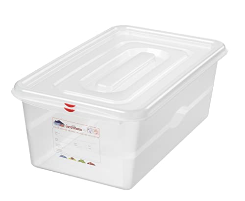 SUNWARE perfectly organised Gastronorm 1/1 Lot de 2 récipients alimentaires avec couvercle étanche 21 l, 530 x 325 x 150 mm, transparent