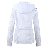 Lederjacke Damen Khaki Mit Kapuze Abnehmbarer Kunstlederjacke Vintage Kurze Pu Imitat Bikerjacke: Mode Lederblusen Bomberjacke Motorradjacke Revers Mit Reißverschluss Übergangjacke Echtlederjacke