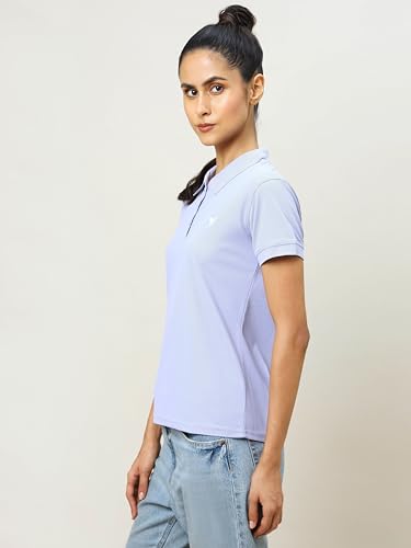 Image of TECHNOSPORT Womens Polyester Slim Fit Solid Half Sleeve Polo Matpiq T-Shirt with Techno Dry, Anti Static for Regular Use