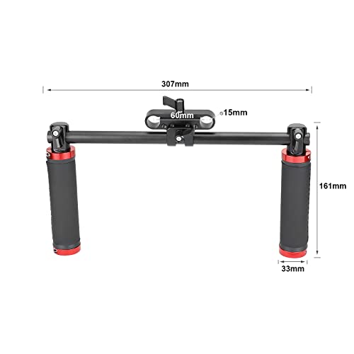 SZRIG Handle Grips Front Handbar Clamp Mount with 15mm Rod Clamp for 15mm Rod Support System Shoulder Rig(Red) - Image 2