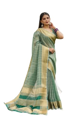 Image of SWORNOF Women's Pure Silk Saree With Blouse Piece
