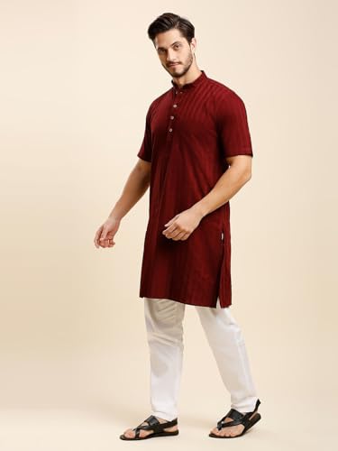 Image of Rajubhai Hargovindas Green Khadi Half Sleeve Kurta