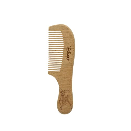 DISNEY – Peigne Bébé Démêlant En Bois Naturel – BAMBI – Dents Larges Antinœuds – Idéal Pour Cheveux Fins Ou Fragiles – Accessoire Coiffure Enfant - Brossage Doux - Produit Officiel Disney