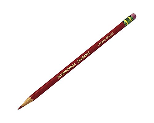 Image of Ticonderoga Erasable Checking Wood-Cased Pencils, Pre-Sharpened, Red, 12 Count | Red, 12 Count, Teacher Correcting, with High Quality Eraser