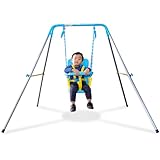 Sportspower FNS-004 My First Toddler Swing - Heavy-Duty Baby Indoor/Outdoor Swing Set with Safety Harness, Puppy Version, 58' L x 58' W x 47' H
