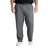 Haggar Men's Cool Right Performance Flex Classic Fit Pleat Front Pant-Reg. and Big & Tall Sizes Heather Grey
