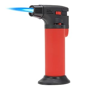 ToCi Gasbrander, flambeerder, 11 cm, navulbare keukenaansteker met veiligheidsslot en instelbare vlam, jet-flambeerbrander voor crème brûlée, koken, bakken en grillen