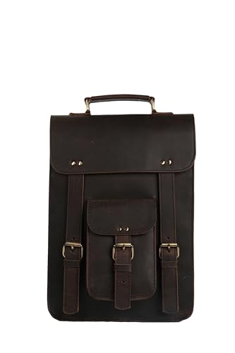 Vintage Leather Satchel Backpack Handmade Brown Laptop & Office Bag for Men and Women 3 Inch Briefcase, Office Messenger Bag