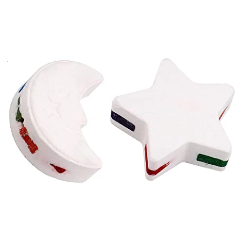 Conjunto de bombas de banho multicoloridas, nuvem e estrela, explosão de banho com ingredientes limp