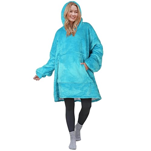 Catalonia Oversized Sherpa Blanket Hoodie — Turquoise