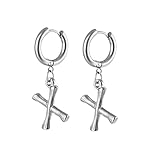 Pendientes de aro de acero inoxidable para mujer, aretes de cartílago de plata con letras ocultas, Acero inoxidable, Sin piedra preciosa