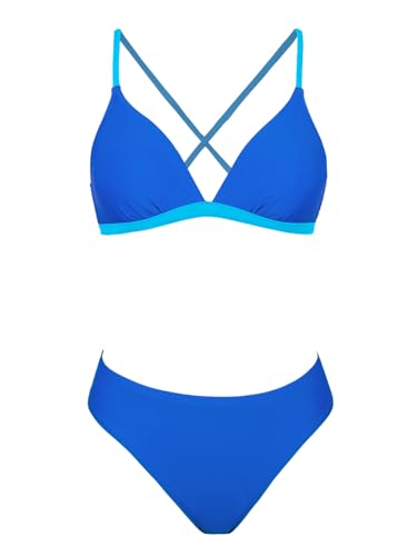 Image of CUPSHE Bikini Set for Women Two Piece Swimsuits V Neck Low Rise Crisscross Back Self Tie Spaghetti Straps