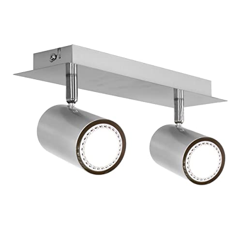 Trio 802400207 Serie 8024 - Focos con 2 luces, bombillas excluidas, GU10, 35 W, 230 V, A++, E, IP20, 15 x 30 x 9 cm, metal, níquel mate