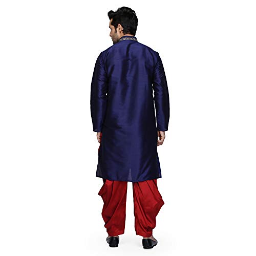 Kurta Salwar de mezcla de seda hombre azul granate 44 ropa tradicional india 5
