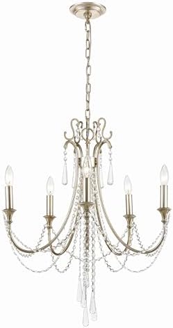 Crystorama Arcadia 5 Light Antique Silver Chandelier
