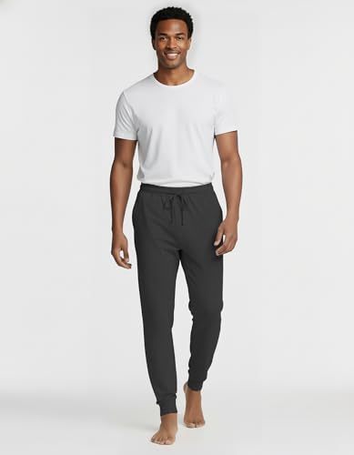 Image of Real Essentials 3 Pack: Men's Soft Lounge Sleep Joggers - Pajama Pants Drawstring & Pockets (Available in Big & Tall)