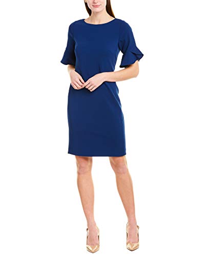 Karl Lagerfeld Paris Women's Solid Sheath Dress with Short Tulip Sleeve, Midnight, 8