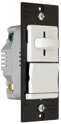 Legrand Pass & Seymour LS600PWV 600W LS Series Preset Dimmer Light Switch for Incandescent and Halogen Bulbs, Single Pole, White (1 Count)