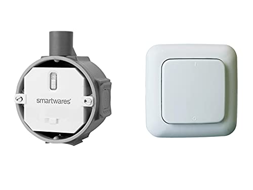 SmartHome Funk Schalter Set = Funk-Eindimmer + Funk-Wandschalter Wandschaltereinbau, Leuchten bis max. 200W
