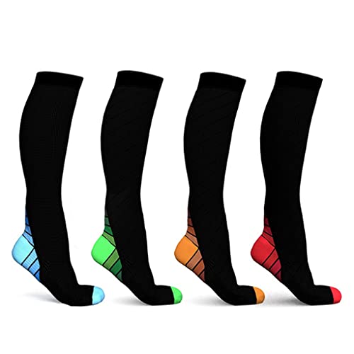 Socks,Unisex Colored Elastic Simple Compression Stockings Outdoor Cycling Running Breathable Sports Knee High Socks3