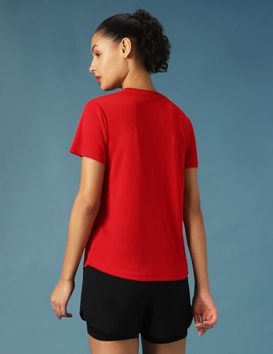 Image of PUMP'D Women's Polyester Regular fit T-Shirt | Quick Dry | Workout Active Gym Wear| Running T-Shirts Quick Dry Sports Half Sleeve Round Crew Neck