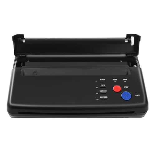 Máquina de transferencia de tatuajes impresora térmica formato A4, impresora de tatuajes de alta definición, termocopiadora portátil para artistas, estudios, uso doméstico y eventos, negro