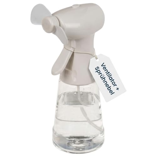 MIJOMA Sprühflasche mit Ventilator tragbar für Sommertage 22 cm Hellgrau