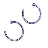 Yardwe 2 piezas Aro de Nariz C de Acero Quirúrgico de Unisex Anillo Abierto Cómodo y Seguro para Uso Diario Color Púrpura