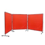 6x6 FT 3-Panel Welding Screen with Frame on 12 Swivel Wheels (6 Lockable), Flame & UV Resistant Portable Welding Curtain for Workshop, Garage, Auto Repair and Industrial Safety