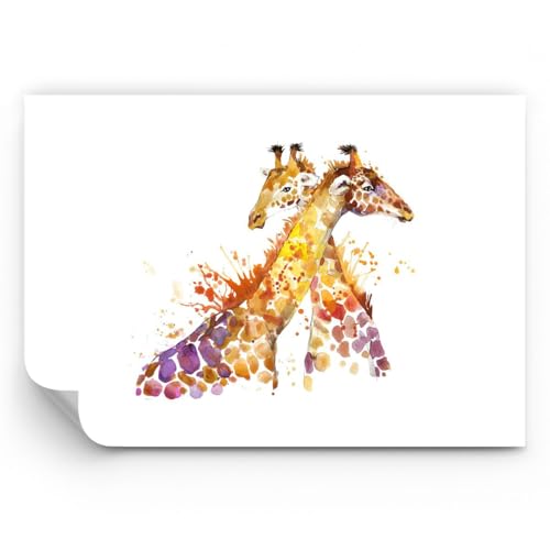ARTTOR Papel pintado de papel no tejido Standard - Jirafas animales Niños safari - 100x70 cm - Fotomurales XXL Moderna Decorativos Papel tapiz fotográfico Dormitorio Para la sala - WF1AA100x70-2883