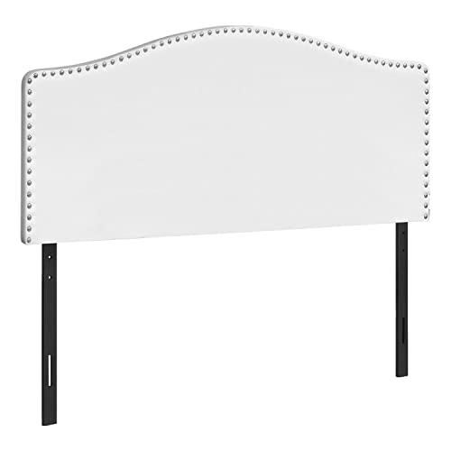 Monarch Specialties 6012Q, Bedroom, Upholstered, Pu, White, Transitional Bed-Queen Size Leather-Look Headboard #TOP8