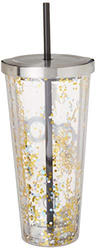 Spoontiques - Harry Potter Tumbler - Glasses Glitter Cup With Straw - 20 Oz - Acrylic - Gold #TOP2