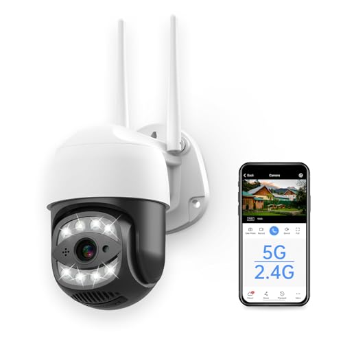 SECUEYE - Cámara domo de 2 MP WiFi 2.4 GHz 5 GHz Pan/Tilt/Zoom, seguimiento automático, Dección humana, color noche, IP65, impermeable, grabación 24/7, seguridad al aire libre