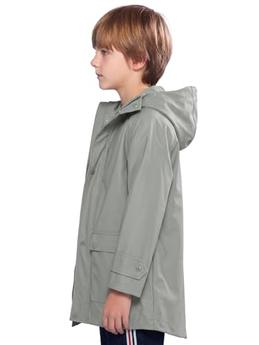 Image of SOLOCOTE Kids Rain Jacket Hooded Lined Rubber RainCoats for Girls Boys Waterproof Windproof Size 5-14Y