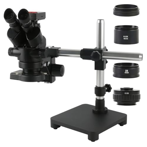 顕微鏡キット 3.5X-90X サイマル焦点実体顕微鏡三眼顕微鏡 + シングルアームスタンド + 4K 1080P HDMI VGA USB ビデオ顕微鏡カメラ 顕微鏡レンズアダプター(4K HDMI USB-01)