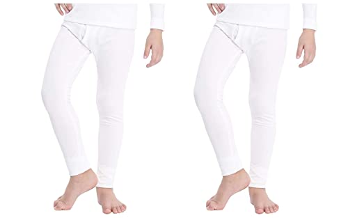 orbiz Pack of 2 Kids Thermal Underwear Unisex Children Girls Boys Bottoms (as8, Age, 13_Years, Regular, White, Regular)
