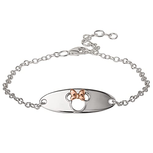 Disney Minnie Mouse Sterling Silver Pink Plated Bracelet, 5.5