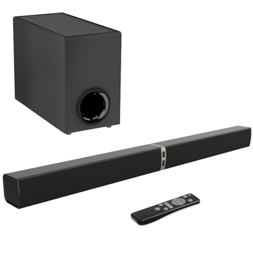 MZEIBO Sound bar with Subwoofer, 120W Bluetooth 5.0 TV Soundbar Home Theater System with Wired...