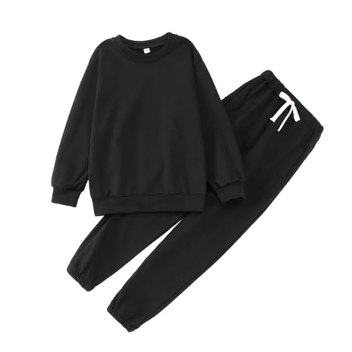 MODNTOGA Big Kid Plain Sweatsuit Set 2PCS Crewneck Sweatshirt and Sweatpants Set for Boys Girls Activewear Fall Winter Outfit