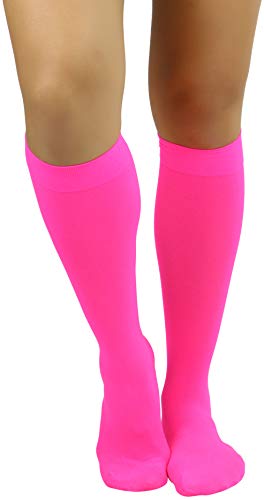 Image of ToBeInStyle Women's Opaque Knee High Nylon Fashion Socks Solid & w /Front Satin Bow