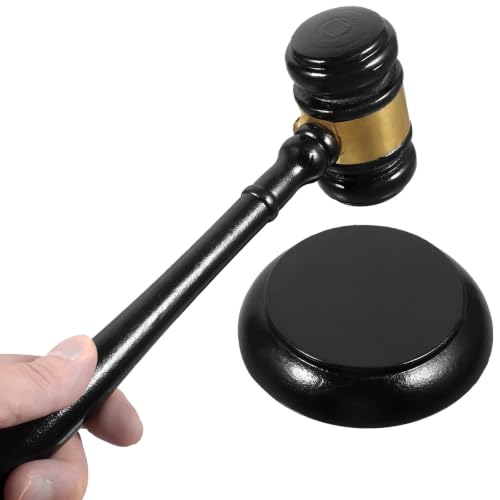 Martillo de juez de madera negro con mazo para subasta 4
