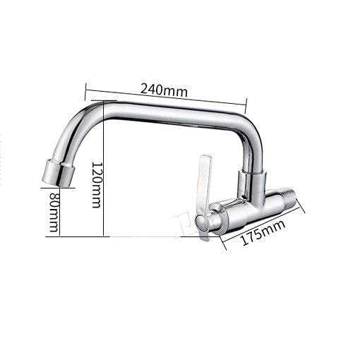 Robinet de Cuisine Mural Pliant Eau Froide Monotrou avec Bras Oscillant