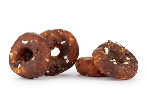 HAPPET Mini Hunde-Bagel 4 Stück mit Ente, Kaninchen, Lamm und Rindfleisch - Natürlicher Zahnarztsnack, fettarmer Beißholz, gesunde Zähne, ideal für Hunde jeder Rasse