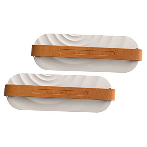 DECHOUS 2Pcs Wall Mounted Draining Slippers Rack Space Saving Shoe Storage Holder for Bathroom White Multi Function Shoes Shelf with Wave Pattern for Indoor Use