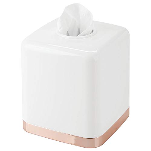 mDesign Modern Square Plastic Disposable Facial Tissue Box Cover and Holder for Bathroom