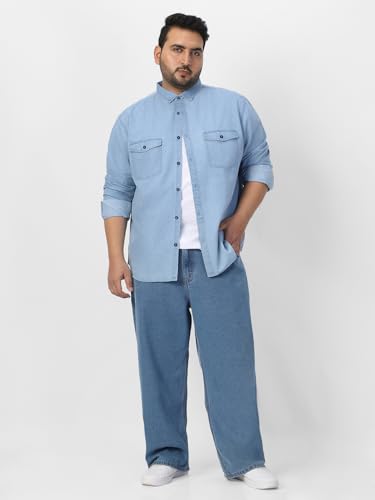 Image of Urbano Plus Men's Full Sleeve Regular Fit Casual Denim Shirt