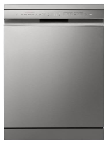 LG 15 Place Settings with TrueSteam Technology Freestanding Dishwasher (DFB435FV, Prime Silver, Auto Open Door, QuadWash, EasyRack Plus-Easy to load all types of utensils, Direct Drive Motor & Wi-Fi)