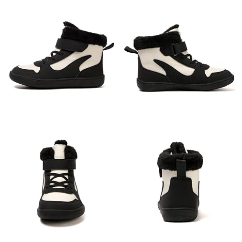 Kids Winter Barefoot Shoes Girls Boys Wide Toe Box Fur Lined Warm Anti-Slip Minimalist Outdoor Ankle Walking Hiking Snow Boots2