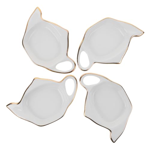 OHPHCALL 4pcs Tea Bag Saucer Snacks Bag Insulated Water Bottle Travel Containers Teacups Teabag Holder Organizer Tea Bag Organizer Tea Strainer Cups for Tea Teabags Tea Cups Ceramics White