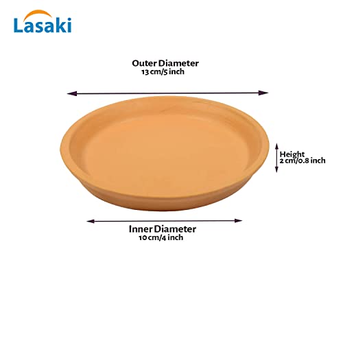 Image of Lasaki Round Ceramic Trays (Plates Saucers) for Pots, planters, Flower, Succulent(Set of 2,Ginger,4 inch) R4(Plants not Included)